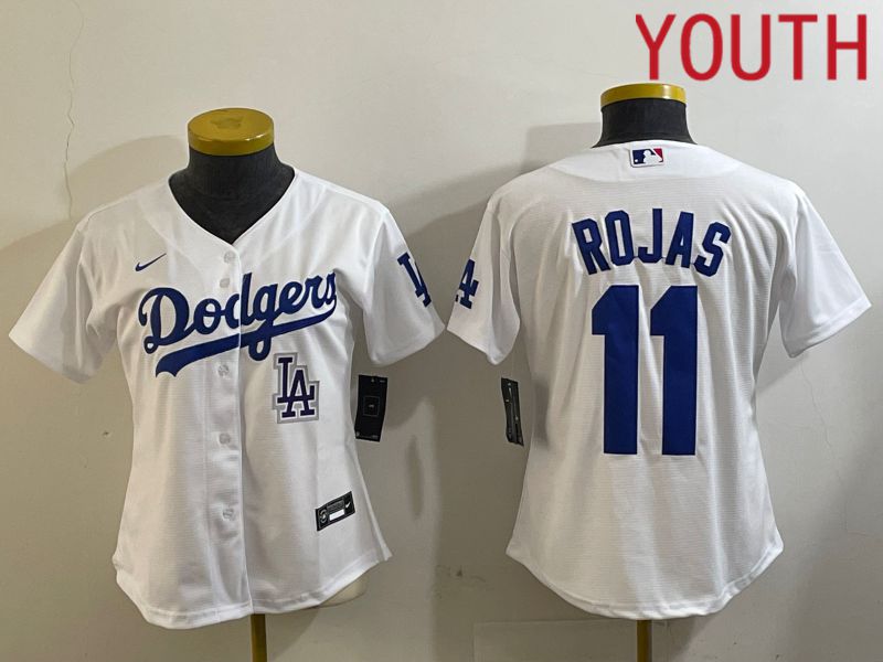 Youth Los Angeles Dodgers #11 Rojas White Game 2024 Nike MLB Jersey style 5->youth mlb jersey->Youth Jersey
